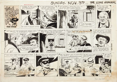 CHARLES FLANDERS - LONE RANGER SUNDAY ORIG ART 11-09-58