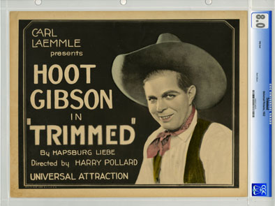 TRIMMED (1922) - CGC  LOBBY CARD VF 8.0 HOOT GIBSON