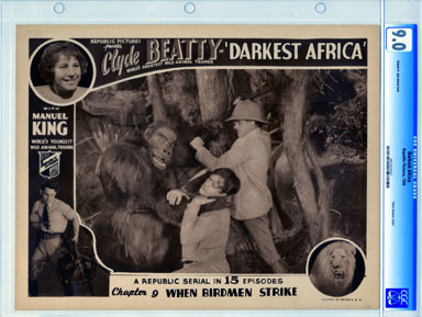DARKEST AFRICA (1936) CH 9 CGC LOBBY CARD VF/NM 9.0 APE