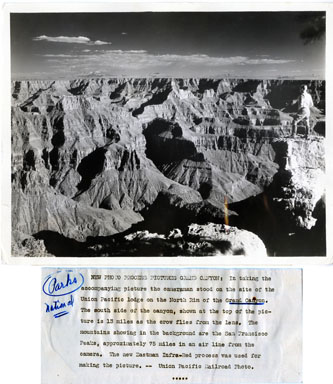 NEWS PHOTO: NORTH RIM  GRAND CANYON / UNION PACIFIC 1937