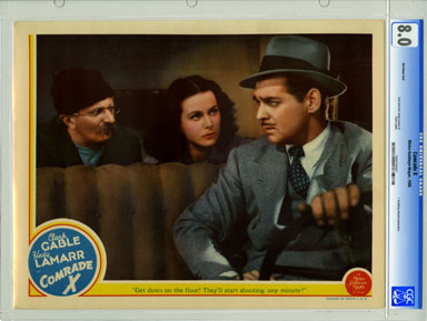COMRADE X (1940) - CGC LOBBY CARD HEDY LAMARR /GET DOWN