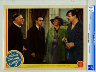 COMRADE X (1940) - CGC LOBBY CARD HEDY LAMARR / GET OUT!