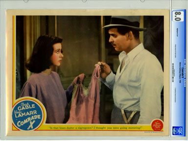 COMRADE X (1940) - CGC LOBBY CARD HEDY LAMARR NIGHTGOWN