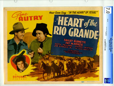 HEART OF THE RIO GRANDE (1942) - CGC TITLE LOBBY CARD