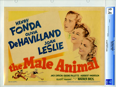 MALE ANIMAL (1942) CGC TITLE LOBBY CARD 9.4 Henry FONDA