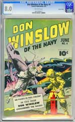 DON WINSLOW OF THE NAVY #4 (1943) CGC VF 8.0 OW CROWLEY