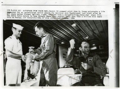AP NEWS PHOTO: GEMINI X RETURNS - YOUNG / COLLINS NASA