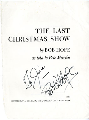 BOB HOPE - AUTOGRAPHED TITLE PAGE from BOOK SIGNED