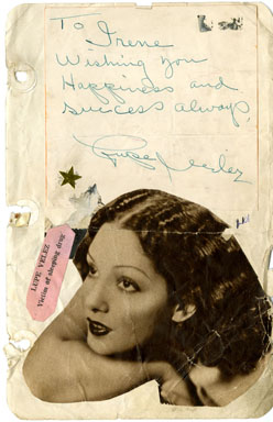 LUPE VELEZ (DIED 1944) - SIGNED AUTOGRAPH BOOK PAGE