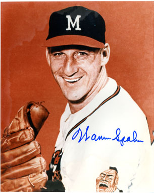 WARREN SPAHN (PITCHER) - SIGNED PHOTO CLEVELAND INDIANS