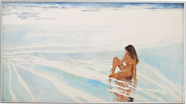 SER LEONE - WOMAN ON BEACH PAINTING ORIGINAL ART