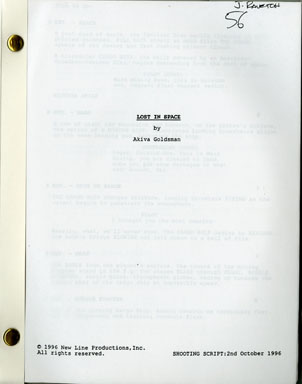 LOST IN SPACE - ORIGINAL SCRIPT SHOOTING SCRIPT 1996