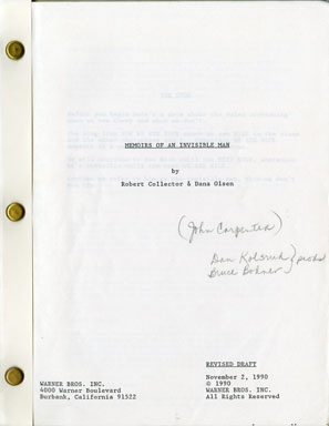 MEMOIRS OF AN INVISIBLE MAN - ORIG SCRIPT Revised 1990
