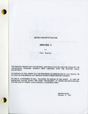 SPECIES 2 - ORIG SCRIPT 2nd Revisions 1997 Henstridge
