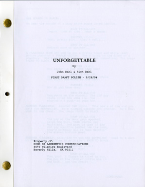 UNFORGETTABLE - ORIGINAL SCRIPT First Draft Polish 1994