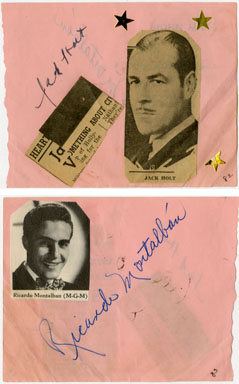 JACK HOLT / RICARDO MONTALBAN - SIGNED AUTOGRAPH BOOK PAGE 