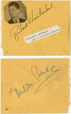 RICHARD LAUTERBACH / MILTON BERLE - SIGNED AUTO BOOK PAGE