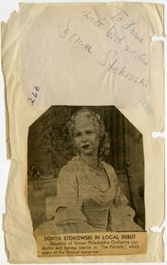 SONYA STOKOWSKI - SIGNED AUTOGRAPH BOOK PAGE