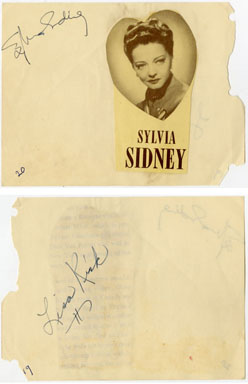 SYLVIA SYDNEY / LISA KIRK - SIGNED AUTOGRAPH BOOK PAGE  