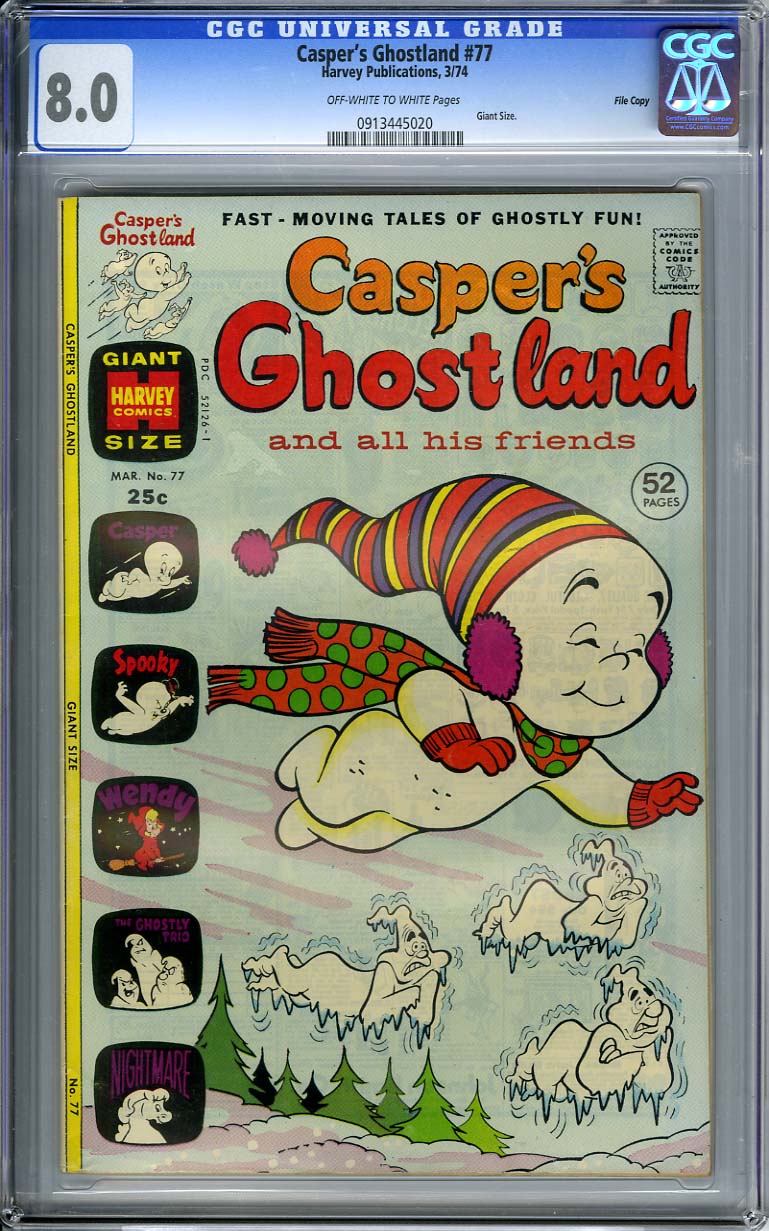 CASPER'S GHOSTLAND #77 (1974) VF 8.0 OWW Pgs FILE COPY