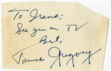 JAMES GREGORY -SIGNED PAPER BARNEY MILLER BENEATH THE PLANET OF THE APES