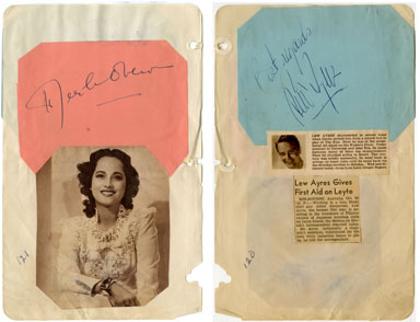 MERLE OBERON / LEW AYRES - SIGNED AUTOGRAPH BOOK PAGE