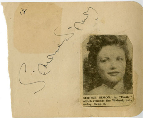 SIMONE SIMON - SIGNED AUTOGRAPH BOOK PAGE  CAT PEOPLE