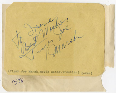 TIGER JOE MARSH (ACTOR/WRESTLER) - SIGNED SHEET  BLOB