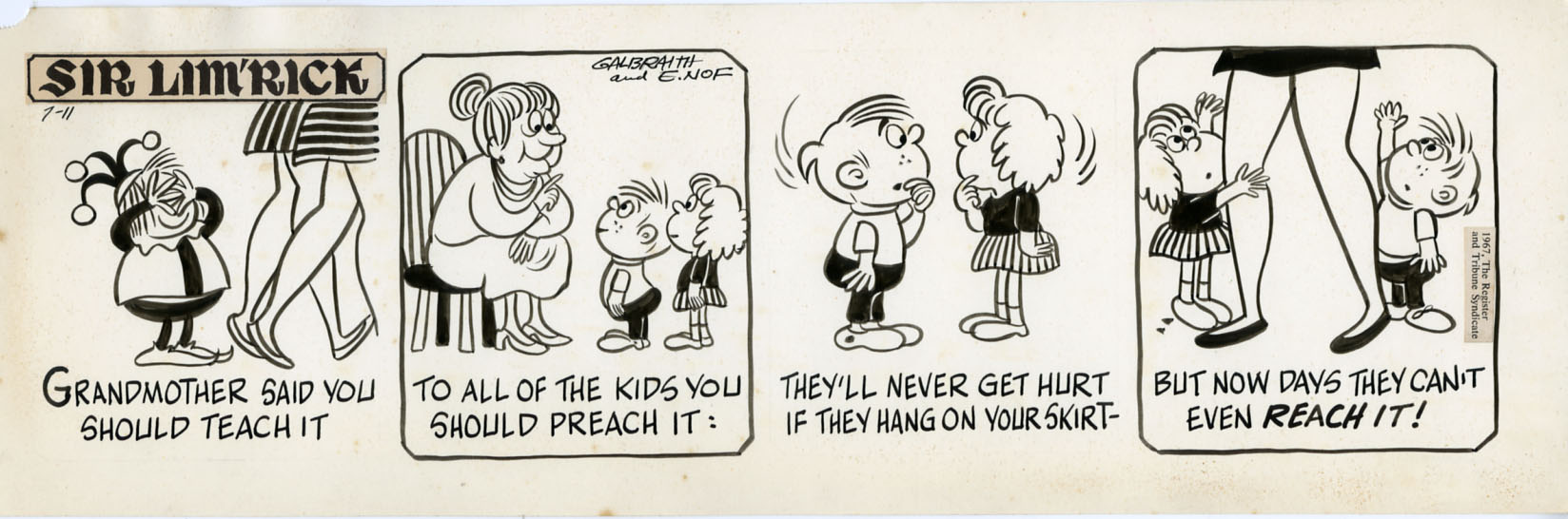 ED NOFZIGER -SIR LIM'RICK DAILY ART 07-11-67 GRANDMA