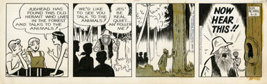 BOB MONTANA - ARCHIE DAILY ORIGINAL ART 9-2-68 OLD HERMIT IN WOODS 