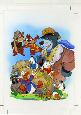 DISNEY PROMO ART - UNCLE SCROOGE CHIP 'N' DALE ORIG ART