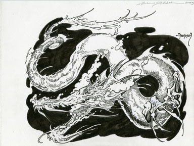 MIKE DUBISCH - WATER DRAGON ILLUSTRATION ORIG ART 2003