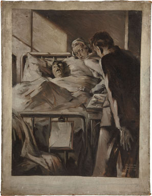 ALAN HUGHES - HOSPITAL SCENE PAINTED ILLO ORIG ART 1934