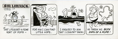 ED NOFZIGER - SIR LIM'RICK DAILY ORIGINAL ART 7-19-67 LIFEGUARD 