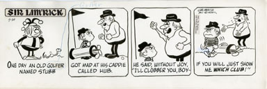 ED NOFZIGER - SIR LIM'RICK DAILY Orig Art 7-20-67 MAD AT CADDIE (GOLF)