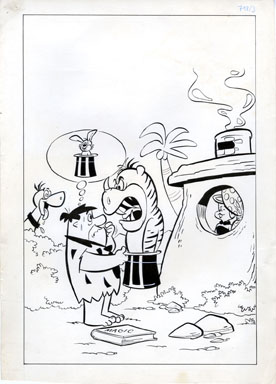 JOSE FERRER - FLINTSTONES COVER ORIG ART 1976 MAGIC HAT