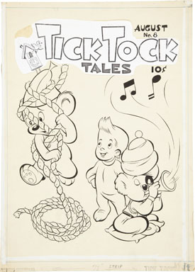 TICK TOCK TALES #8 ORIGINAL COVER ART (1946) KOKO KOLA
