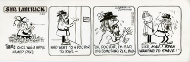 ED NOFZIGER -SIR LIM'RICK DAILY ART 07-25-67 HIPPIE SAD