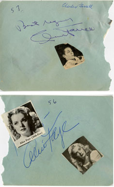 CHARLES FARRELL / ALICE FAYE - SIGNED AUTOGRAPH BOOK PAGE
