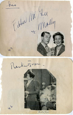 FIBBER McGEE / ROSALIND IVAN - SIGNED AUTOGRAPH BOOK PAGE