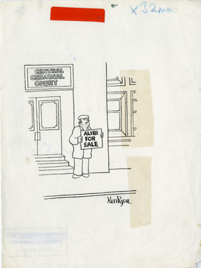 KEN PYNE - DAILY MIRROR ALIBI 1-PANEL CARTOON ORIG ART