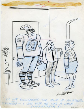 LEONARD HERMAN - CARTOON PARADE FOOTBALL GAG ORIG ART