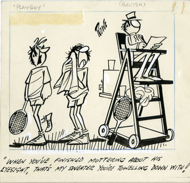 ROWE - TENNIS JUDGE ONE-PANEL GAG CARTOON ORIGINAL ART