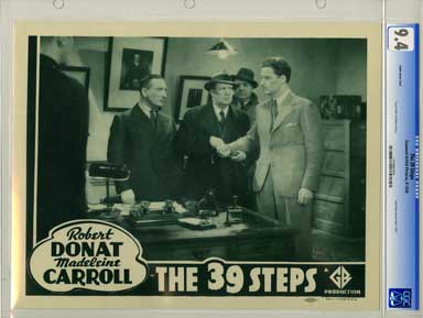 THE 39 STEPS (1938)CGC LOBBY CARD VF 8.0 SLEEPING DONAT