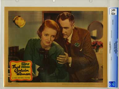 THAT CERTAIN WOMAN 1937 CGC CARD VF/NM 9.0 BETTE DAVIS