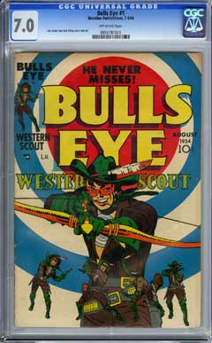 BULLS EYE #1 (1954) CGC FN/VF 7.0 OW Pgs SIMON & KIRBY