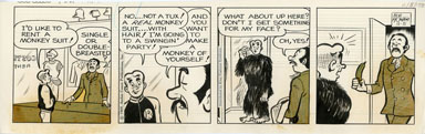 BOB MONTANA - ARCHIE DAILY ORIG ART 11-5-69 MONKEY SUIT
