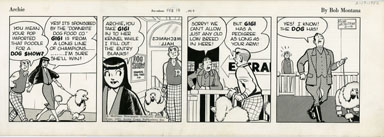 BOB MONTANA - ARCHIE DAILY ORIG ART 2-13-52  DOG SHOW