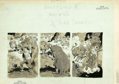 WALLY WOOD - MAD #30 DIZZYLAND: BUFFALO ORIG ART 1956