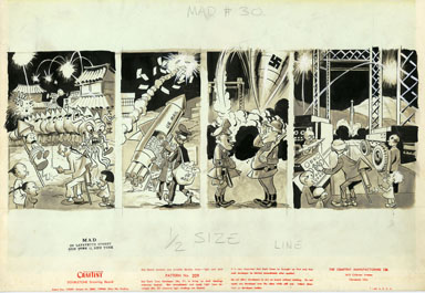 WALLY WOOD - MAD #30 DIZZYLAND: ROCKETS ORIG ART 1956